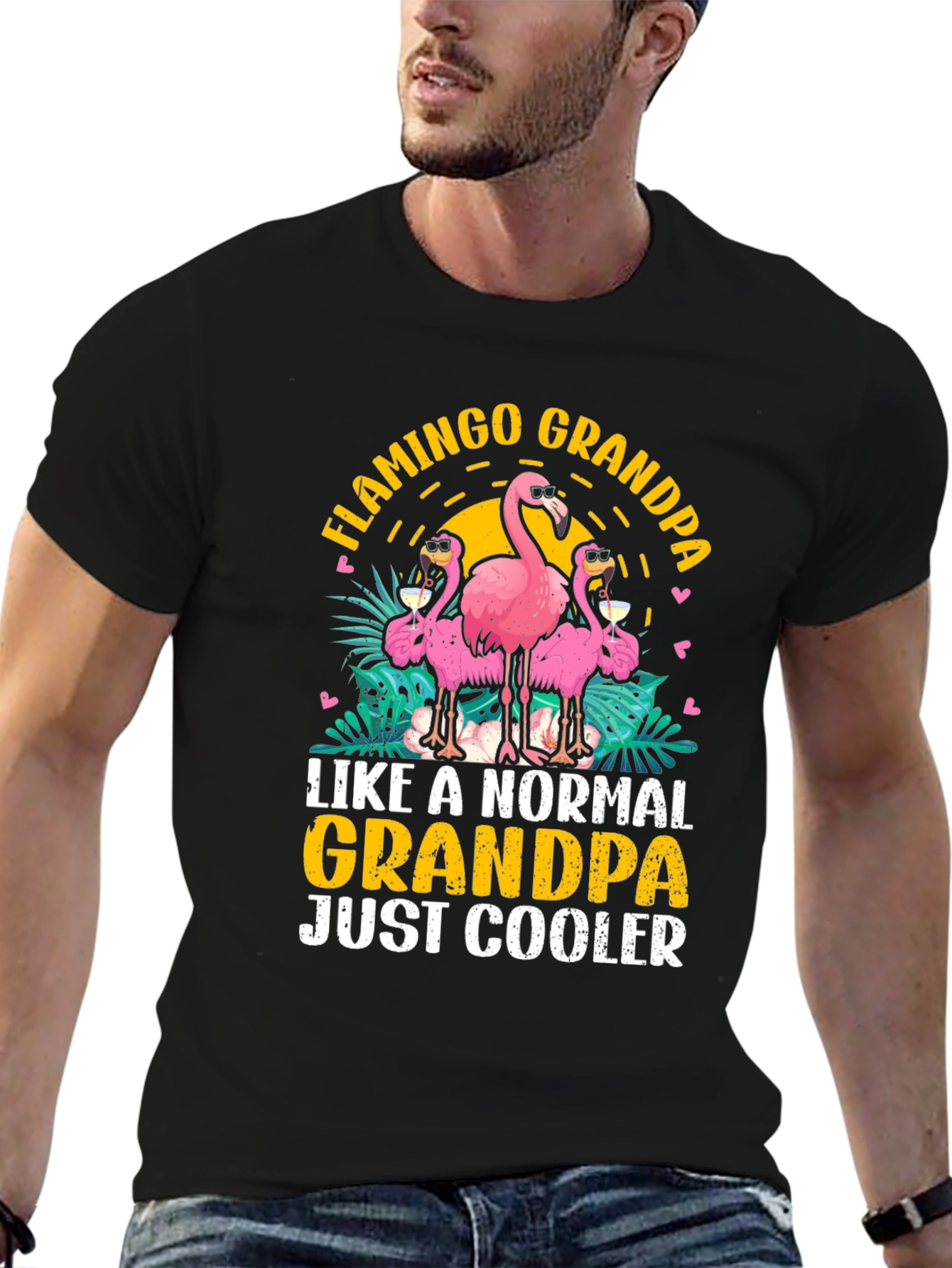 Flamingo Grandpa T-Shirt - Coolest Grandpa Ever!