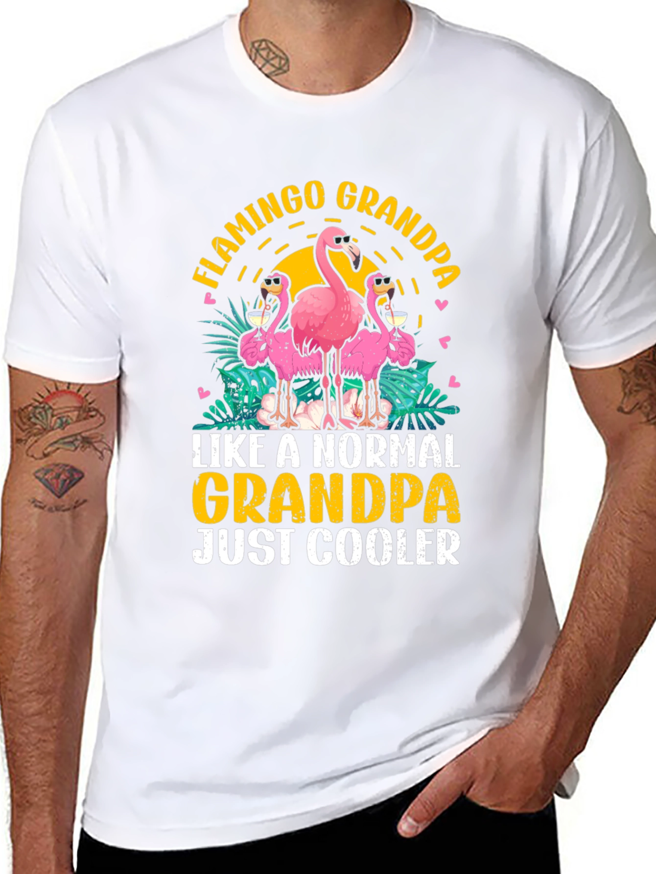 Flamingo Grandpa T-Shirt - Coolest Grandpa Ever!