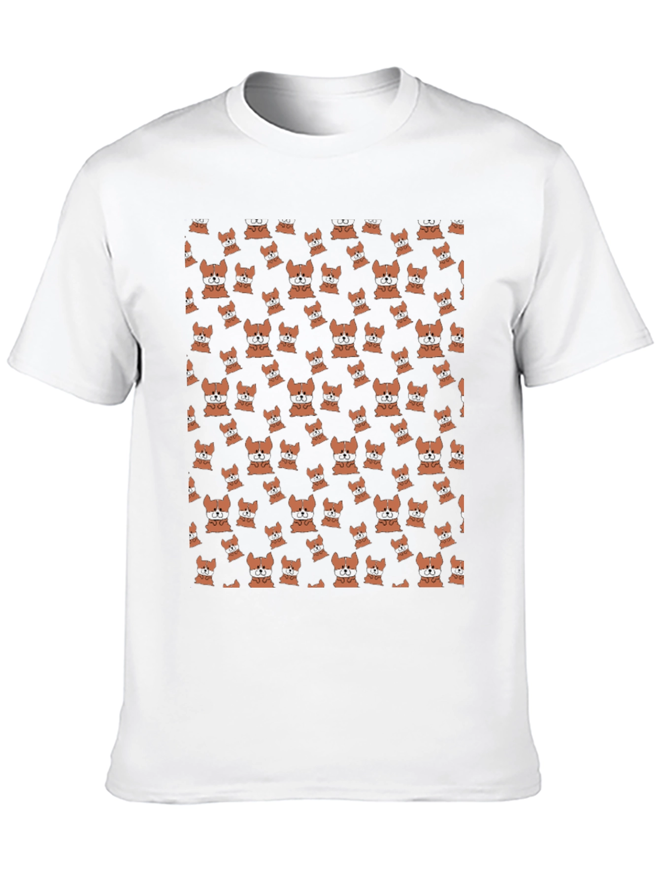 Cute Corgi Pattern Black T-Shirt