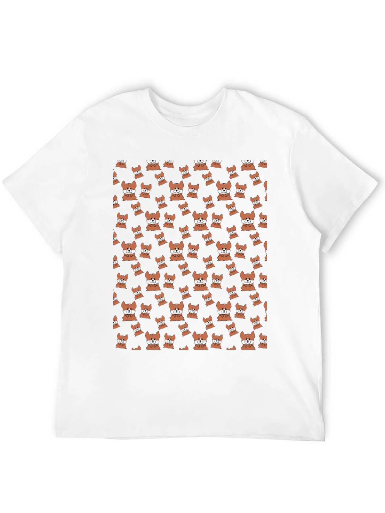 Cute Corgi Pattern Black T-Shirt