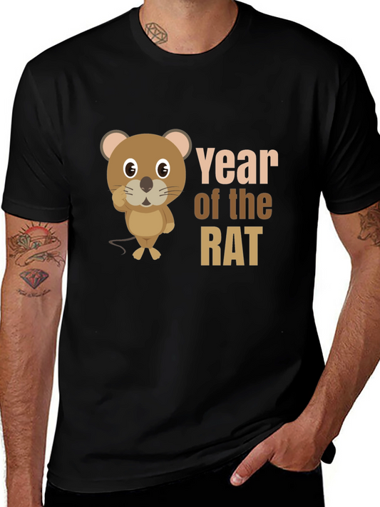 Year of the Rat Graphic Tee - Stylish Black T-Shirt
