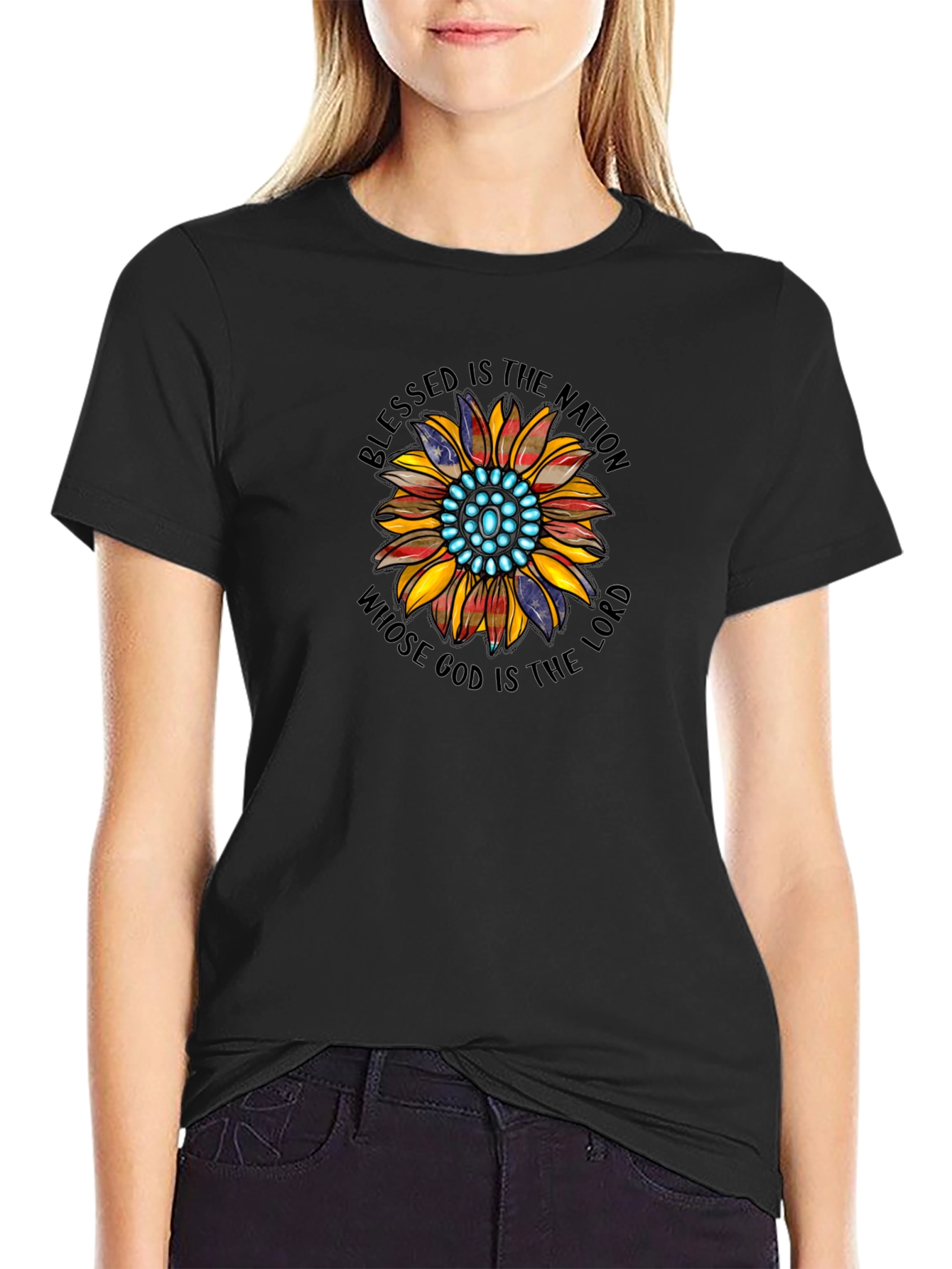 Blessed Nation Sunflower Graphic T-Shirt