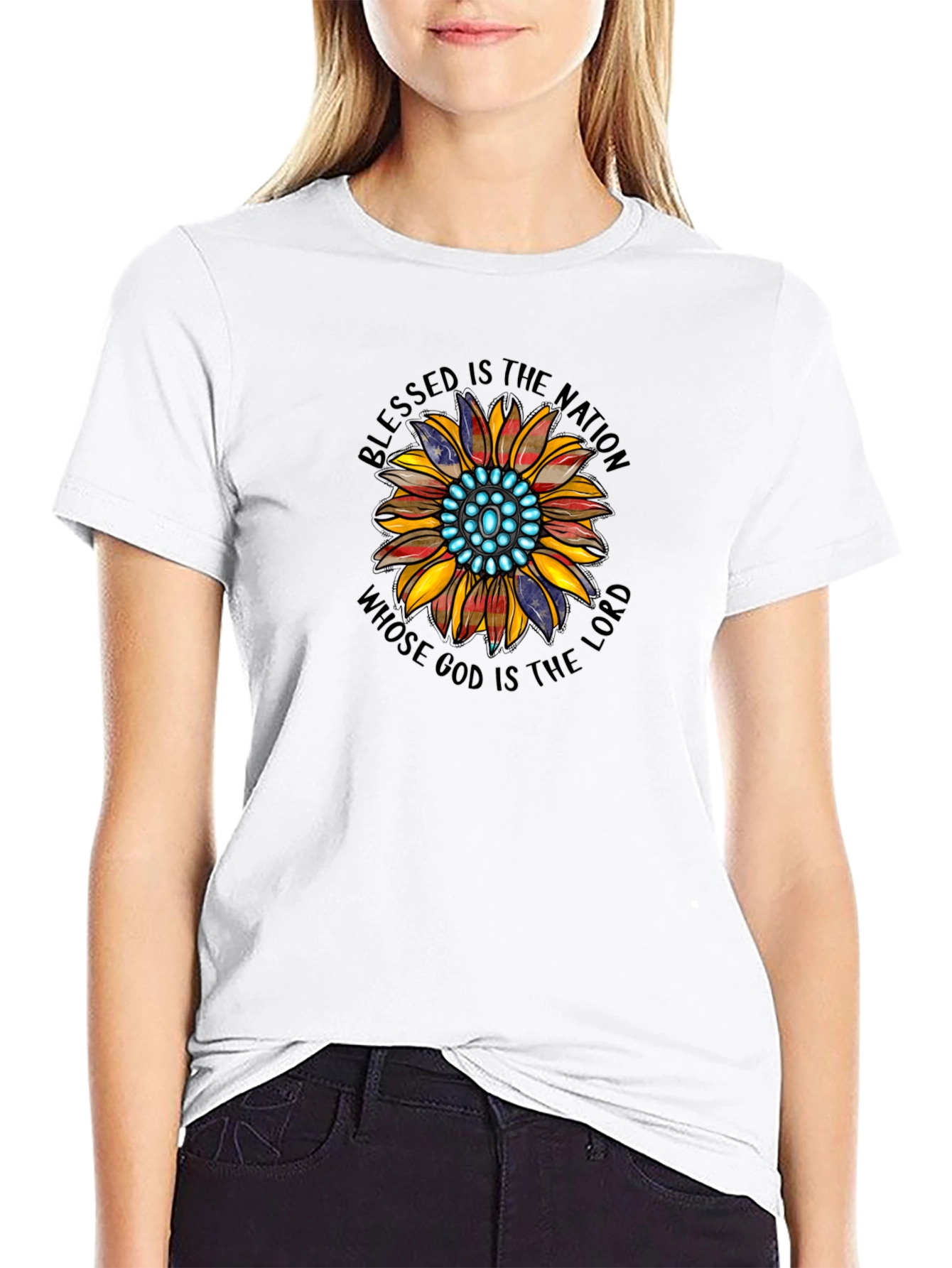 Blessed Nation Sunflower Graphic T-Shirt