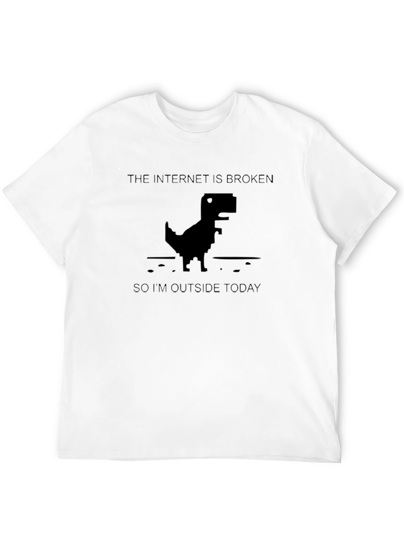 Internet Broken Dinosaur Black Graphic T-Shirt