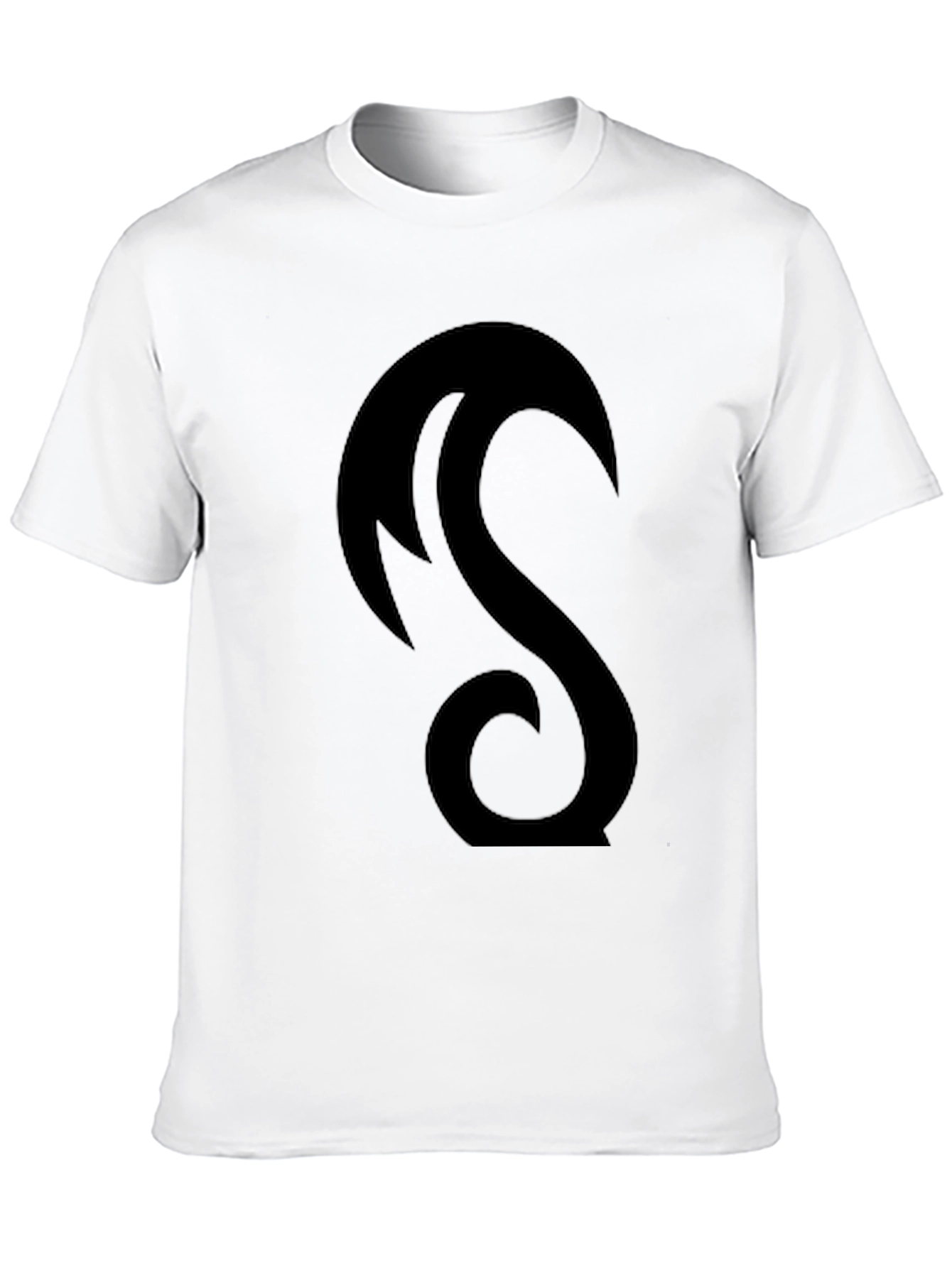 Black Tee with Abstract Crescent Design