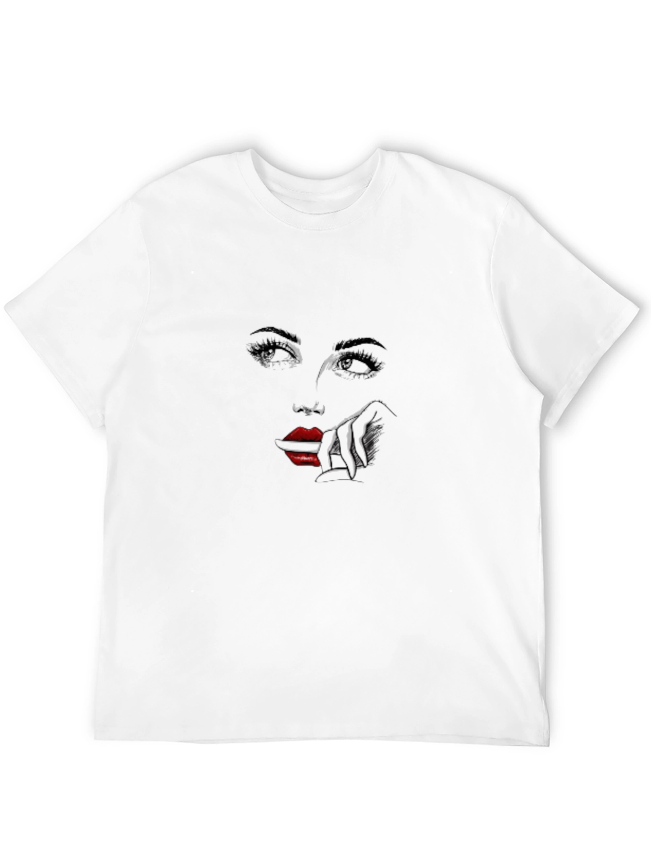 Abstract Womans Face Graphic Print Black T-Shirt