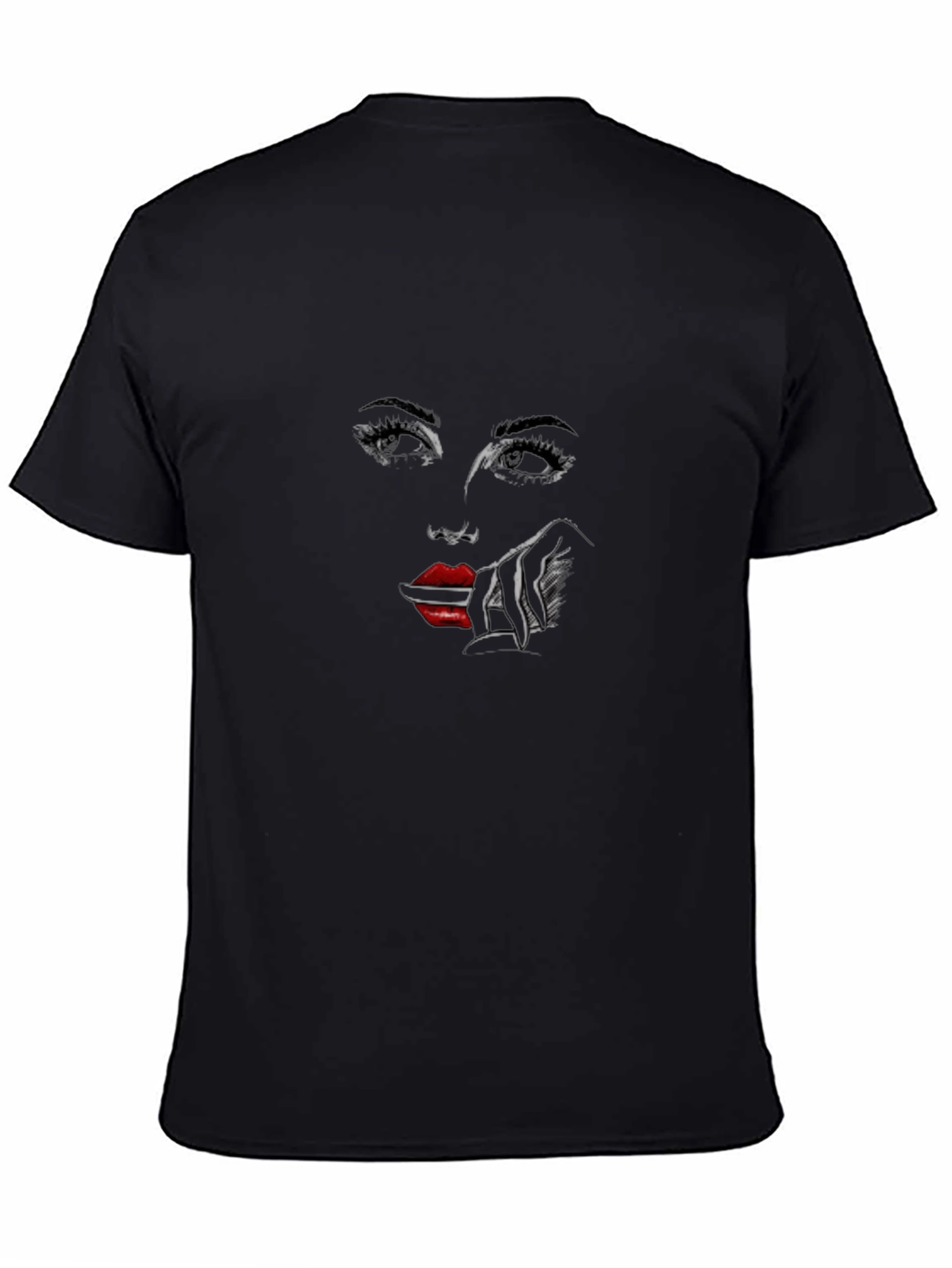 Abstract Womans Face Graphic Print Black T-Shirt