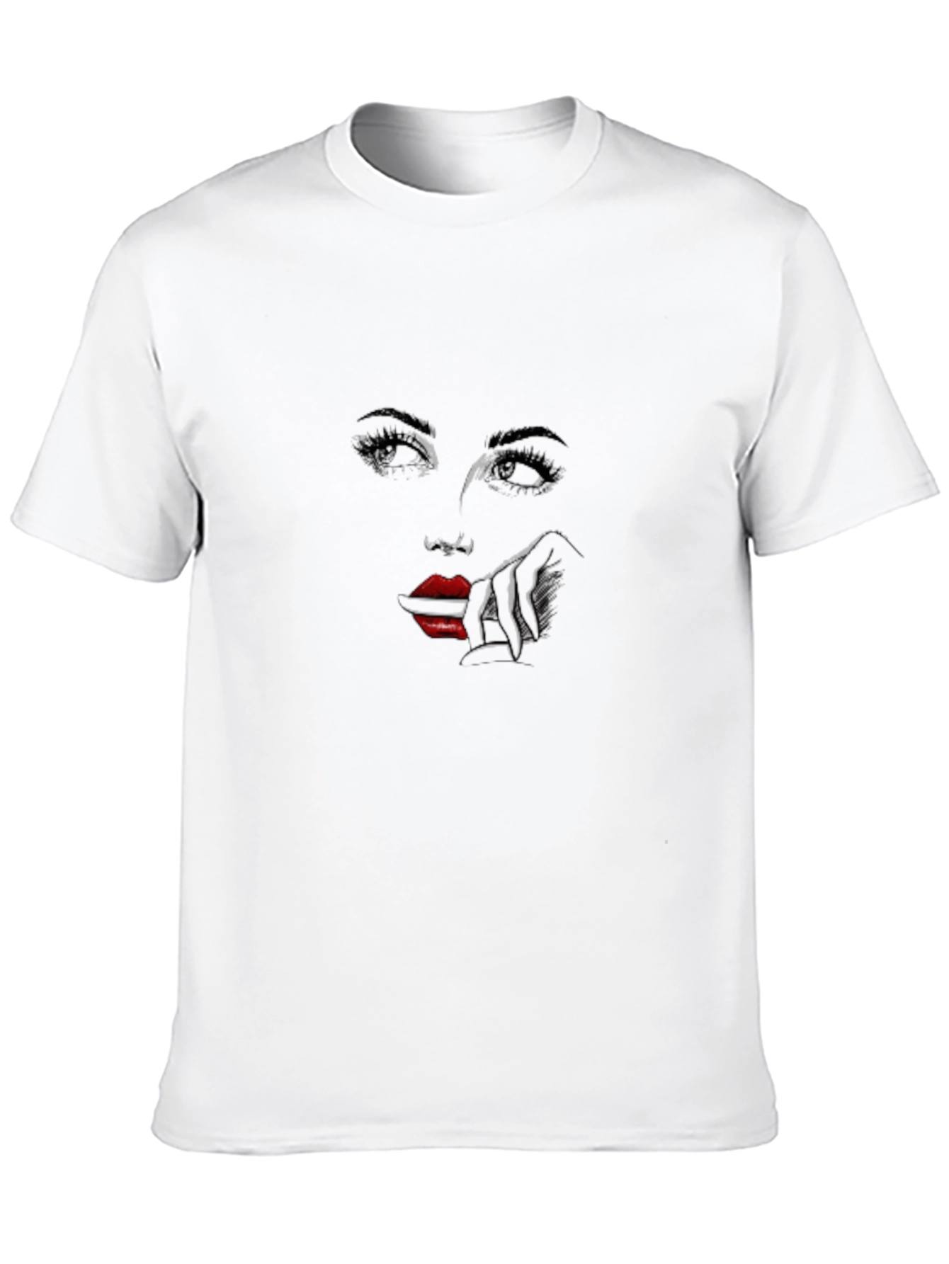 Abstract Womans Face Graphic Print Black T-Shirt