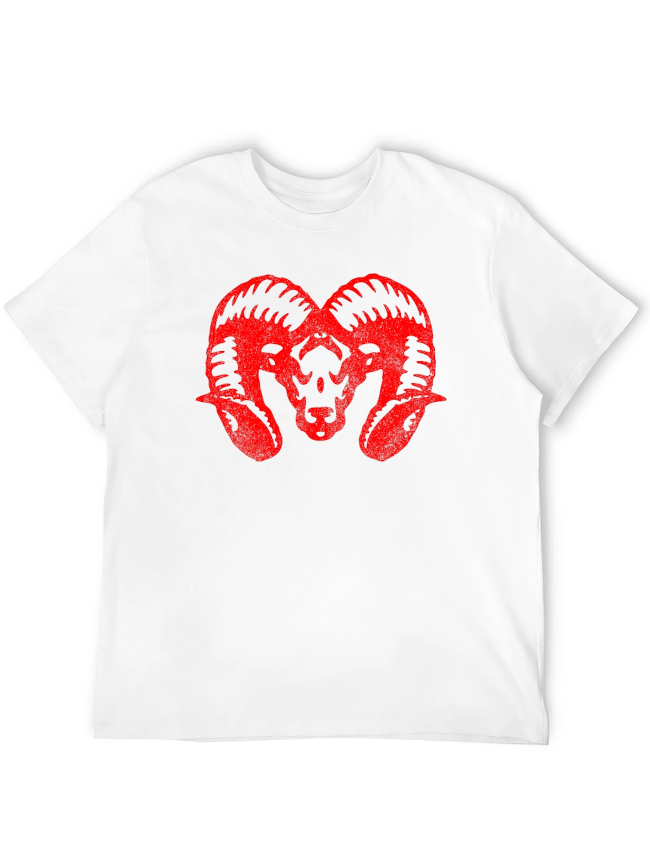 Red Ram Head Graphic Black T-Shirt