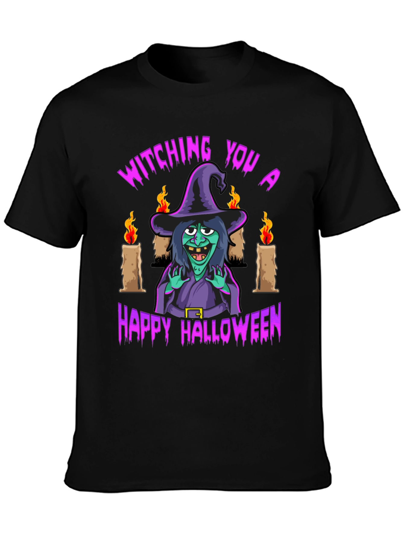 Witching You Happy Halloween T-Shirt - Black