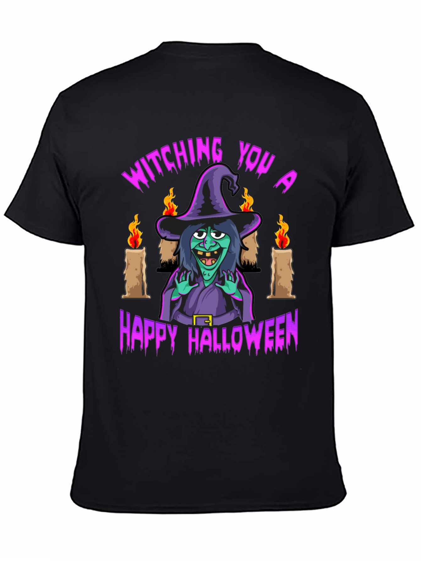 Witching You Happy Halloween T-Shirt - Black