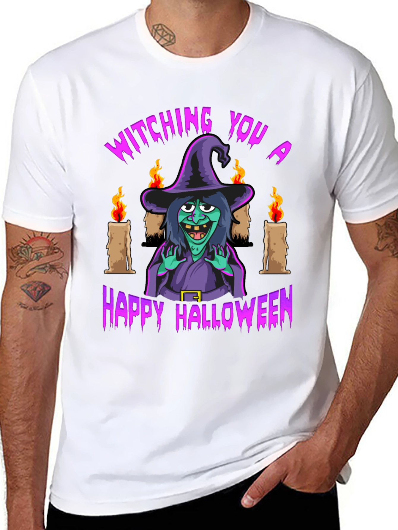 Witching You Happy Halloween T-Shirt - Black