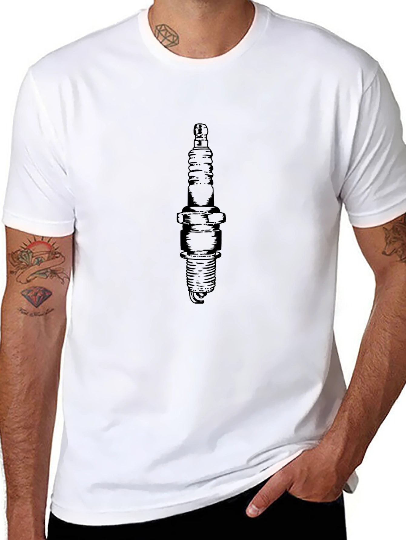 Spark Plug Graphic Tee - Black Cotton Casual Wear