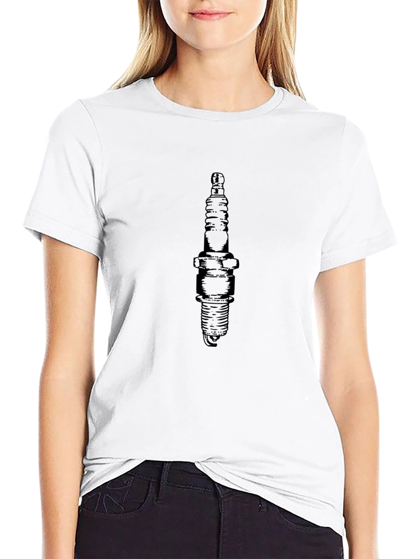 Spark Plug Graphic Tee - Black Cotton Casual Wear