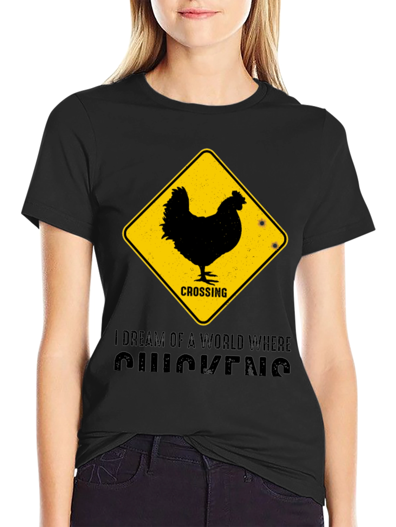 Funny Chicken Crossing T-Shirt - I Dream of Chickens