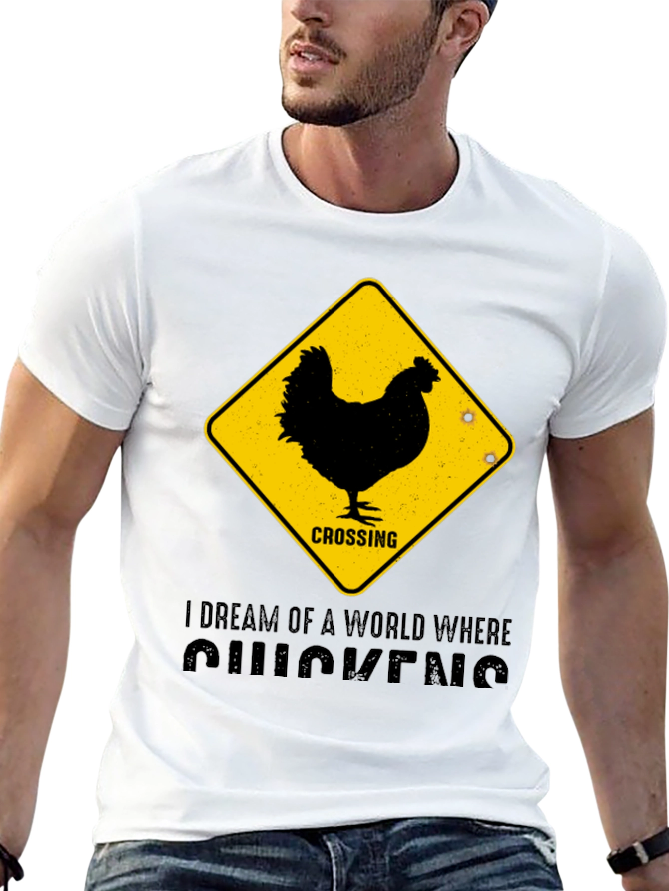 Funny Chicken Crossing T-Shirt - I Dream of Chickens