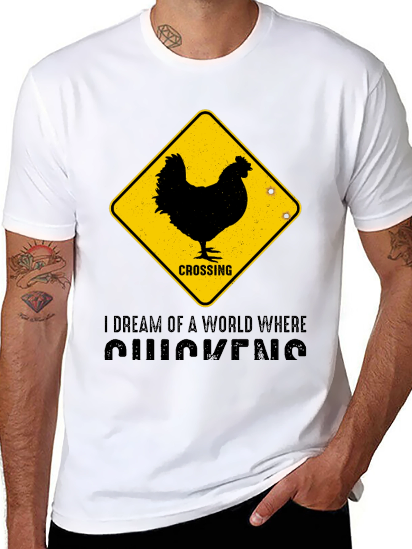 Funny Chicken Crossing T-Shirt - I Dream of Chickens