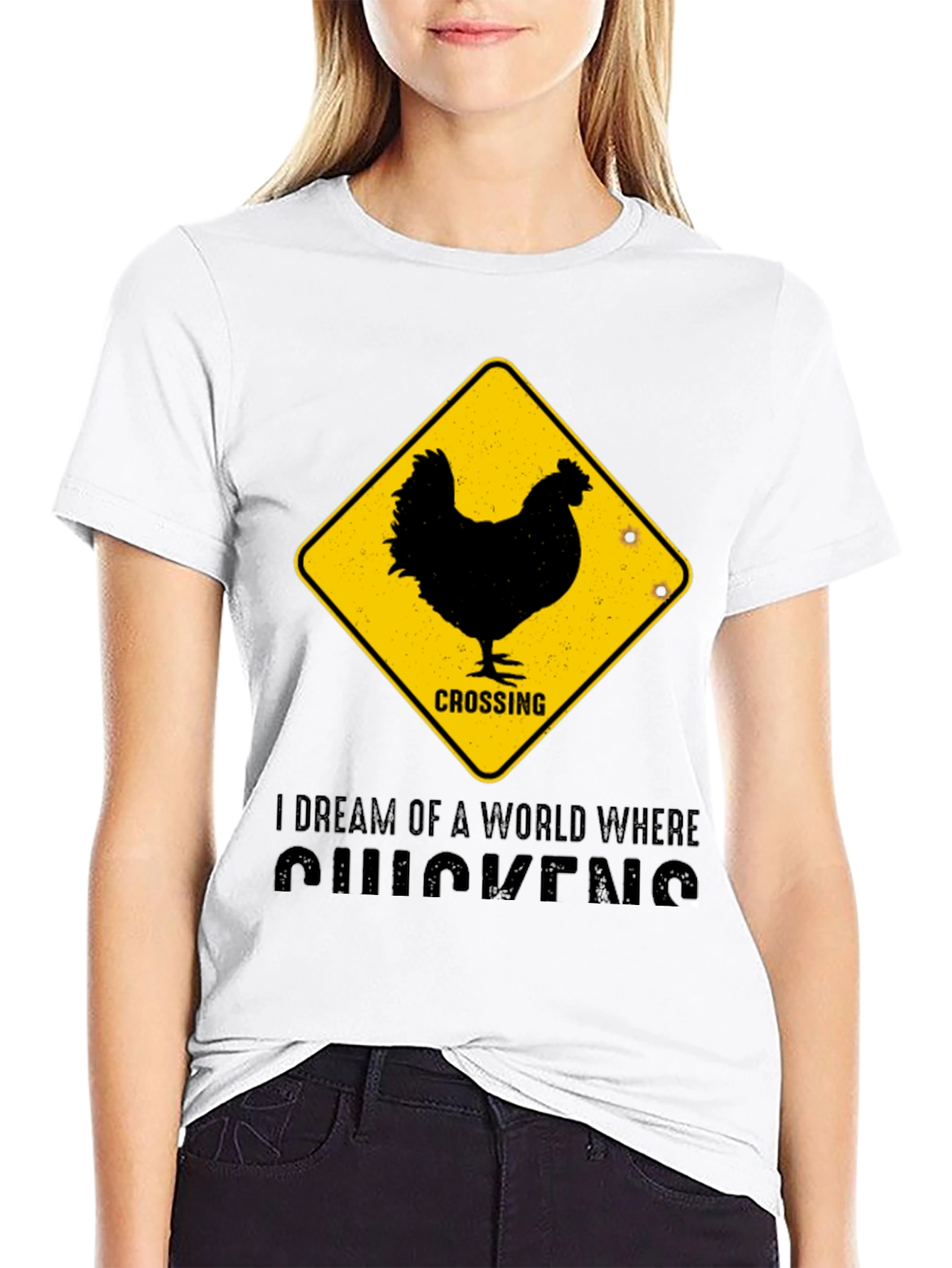 Funny Chicken Crossing T-Shirt - I Dream of Chickens