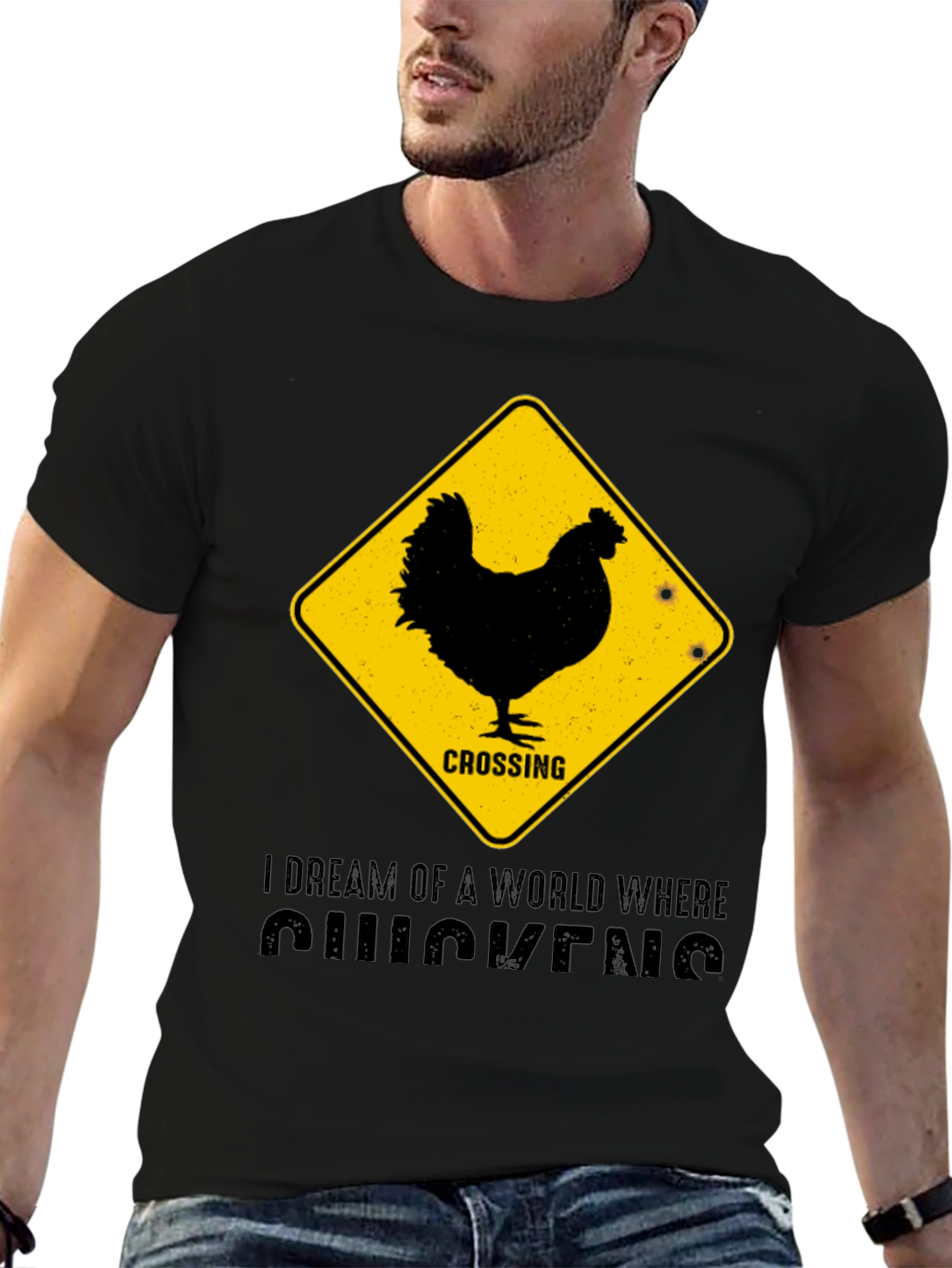 Funny Chicken Crossing T-Shirt - I Dream of Chickens