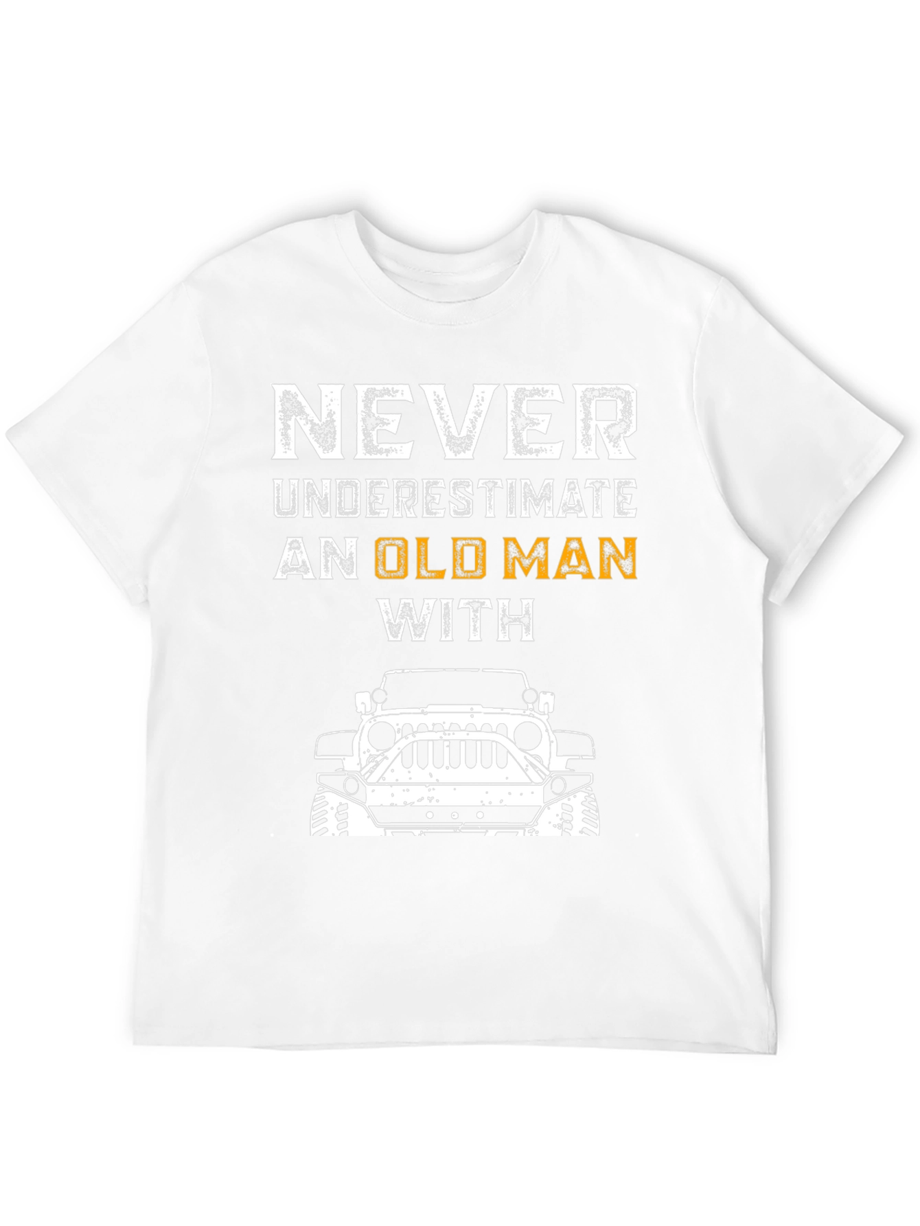 Old Man With Jeep T-Shirt - Black