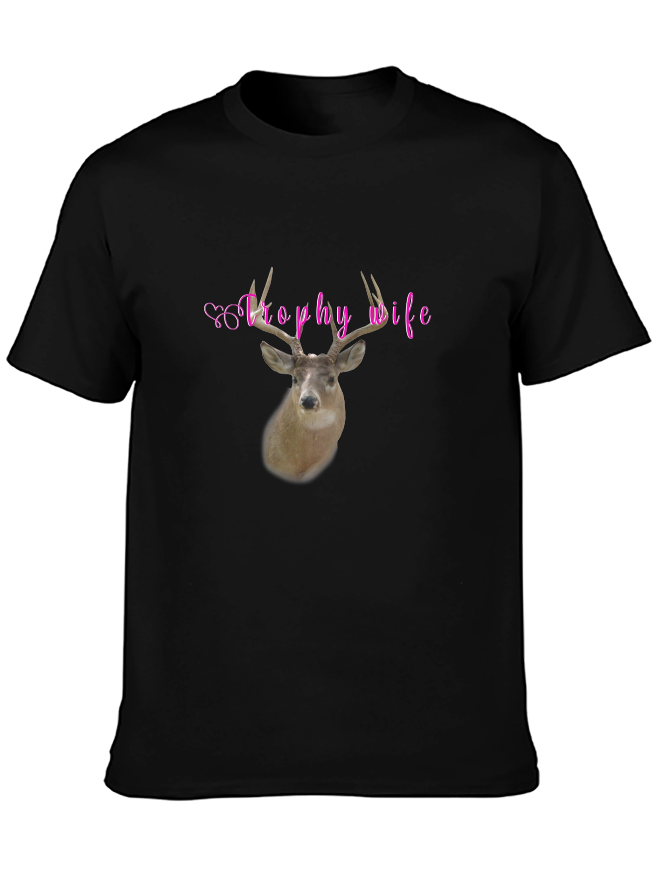 Trophy Wife Deer Graphic Black T-Shirt