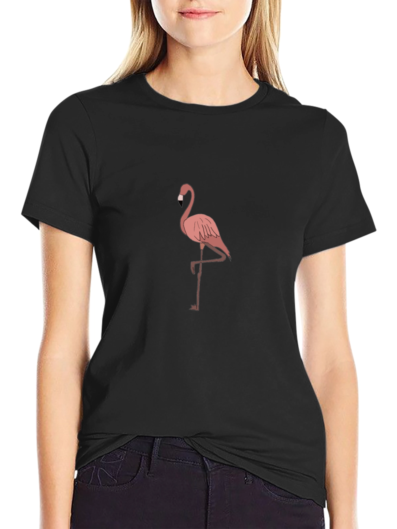 Flamingo Graphic Tee - Black Casual T-Shirt