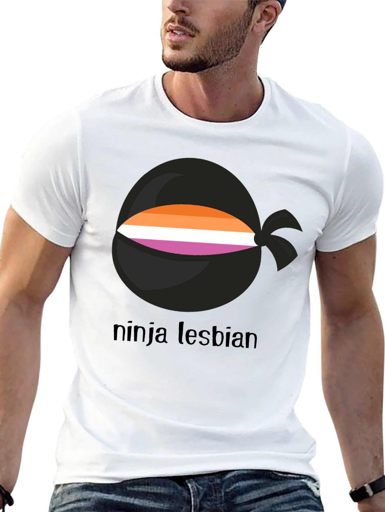 Ninja Lesbian Pride T-Shirt - Black Tee