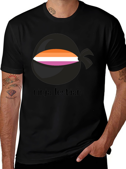 Ninja Lesbian Pride T-Shirt - Black Tee
