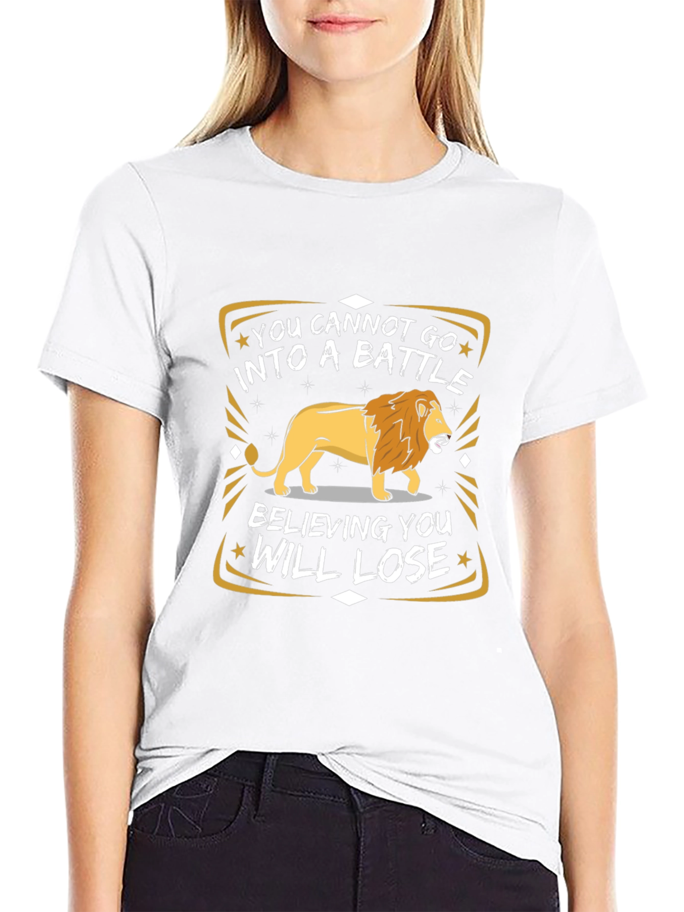 Lion Graphic T-Shirt - Motivational Battle Quote