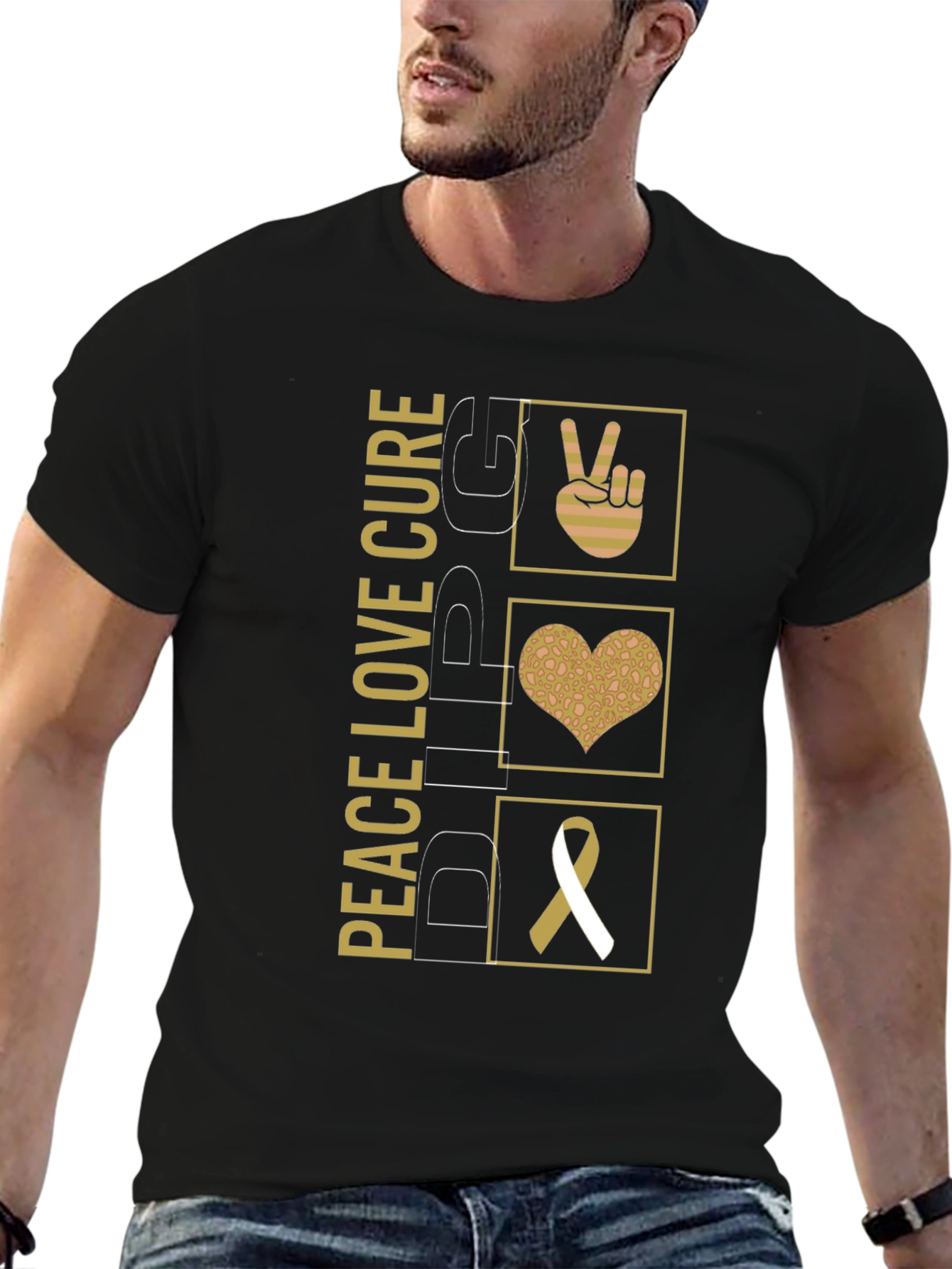 Peace Love Cure Black Graphic Tee