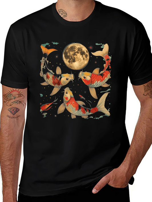Koi Fish Moon Graphic Tee - Unique Style