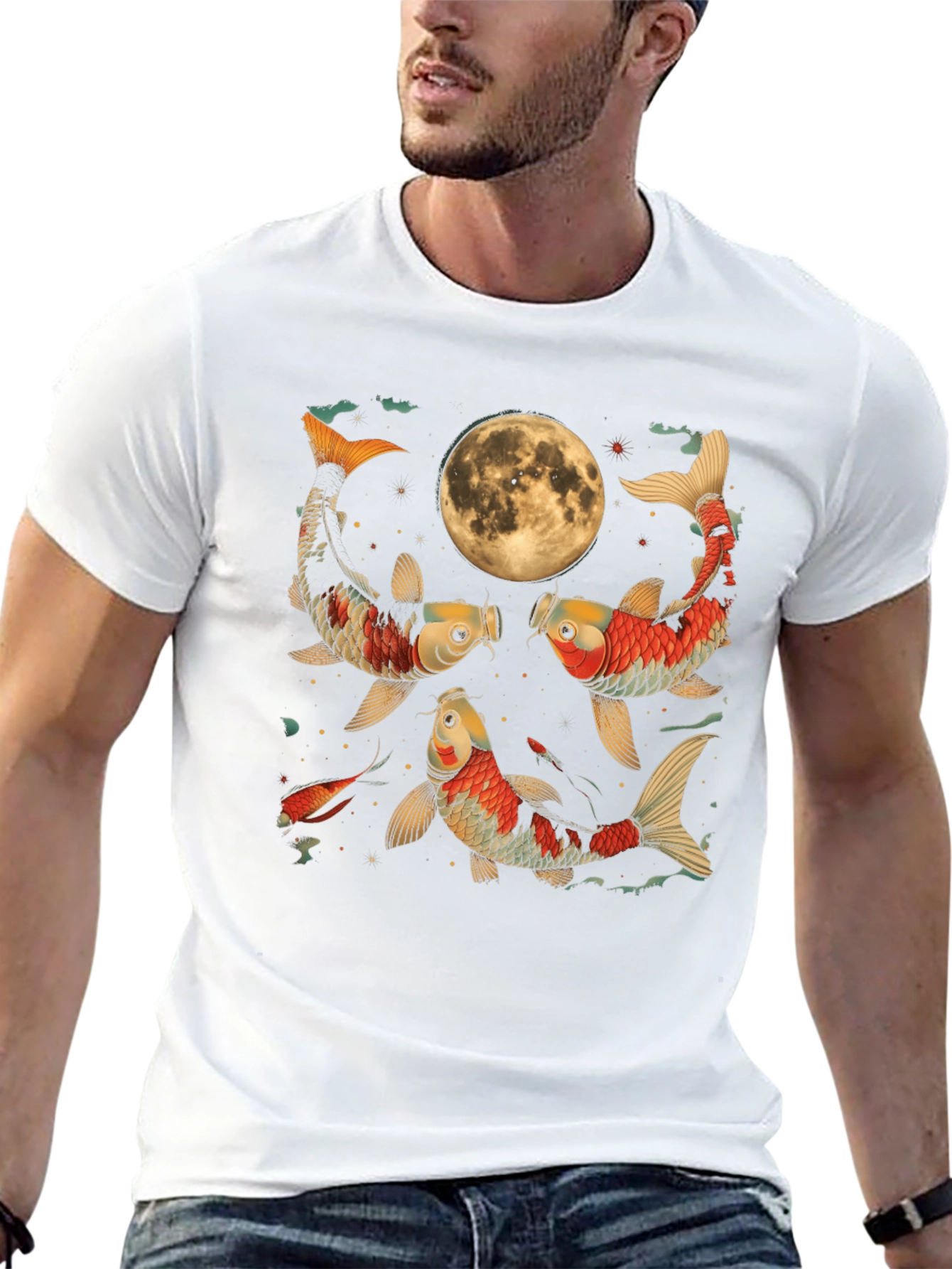 Koi Fish Moon Graphic Tee - Unique Style
