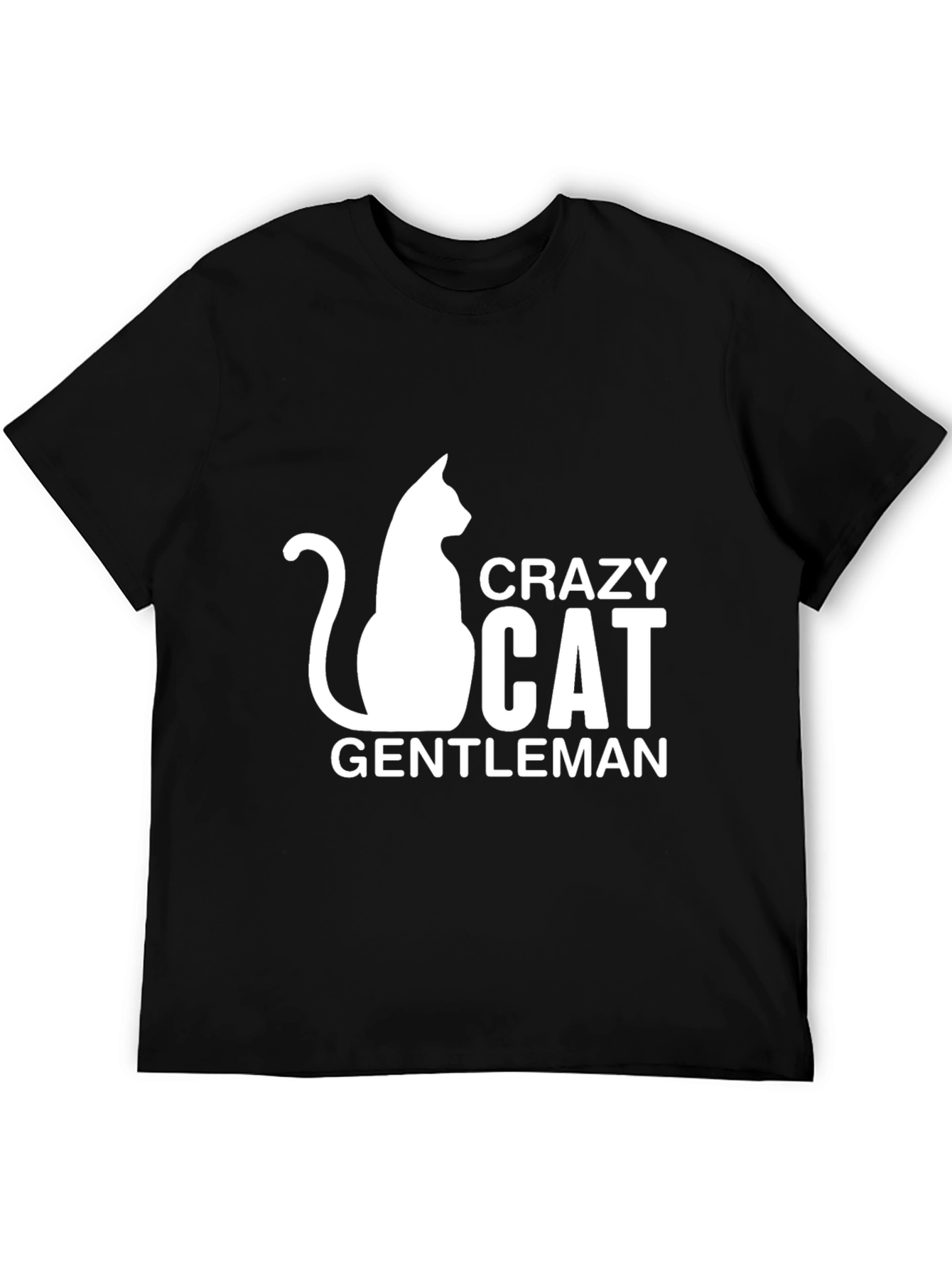 Crazy Cat Gentleman Black T-Shirt