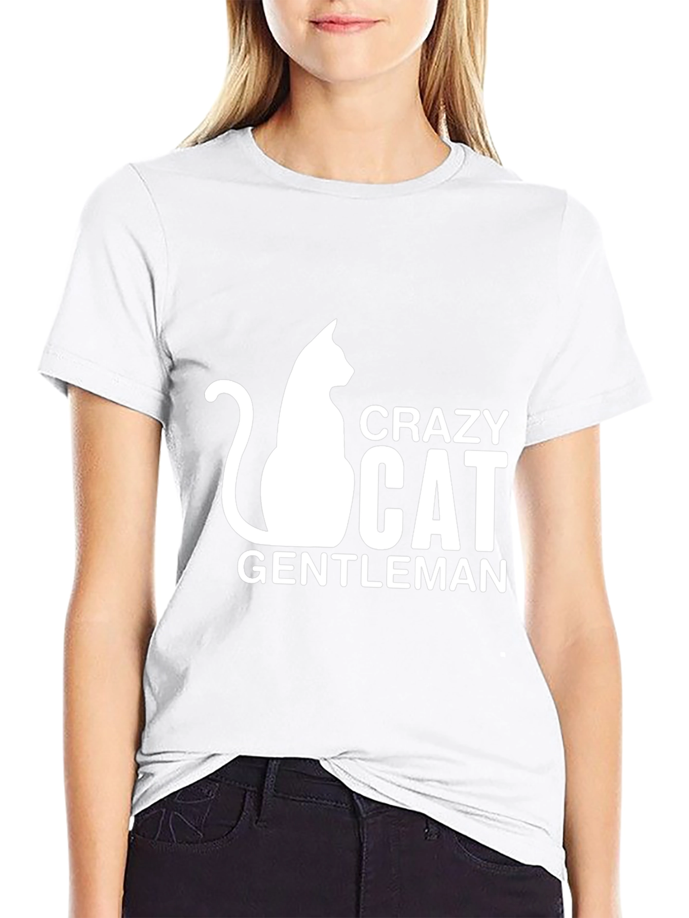 Crazy Cat Gentleman Black T-Shirt