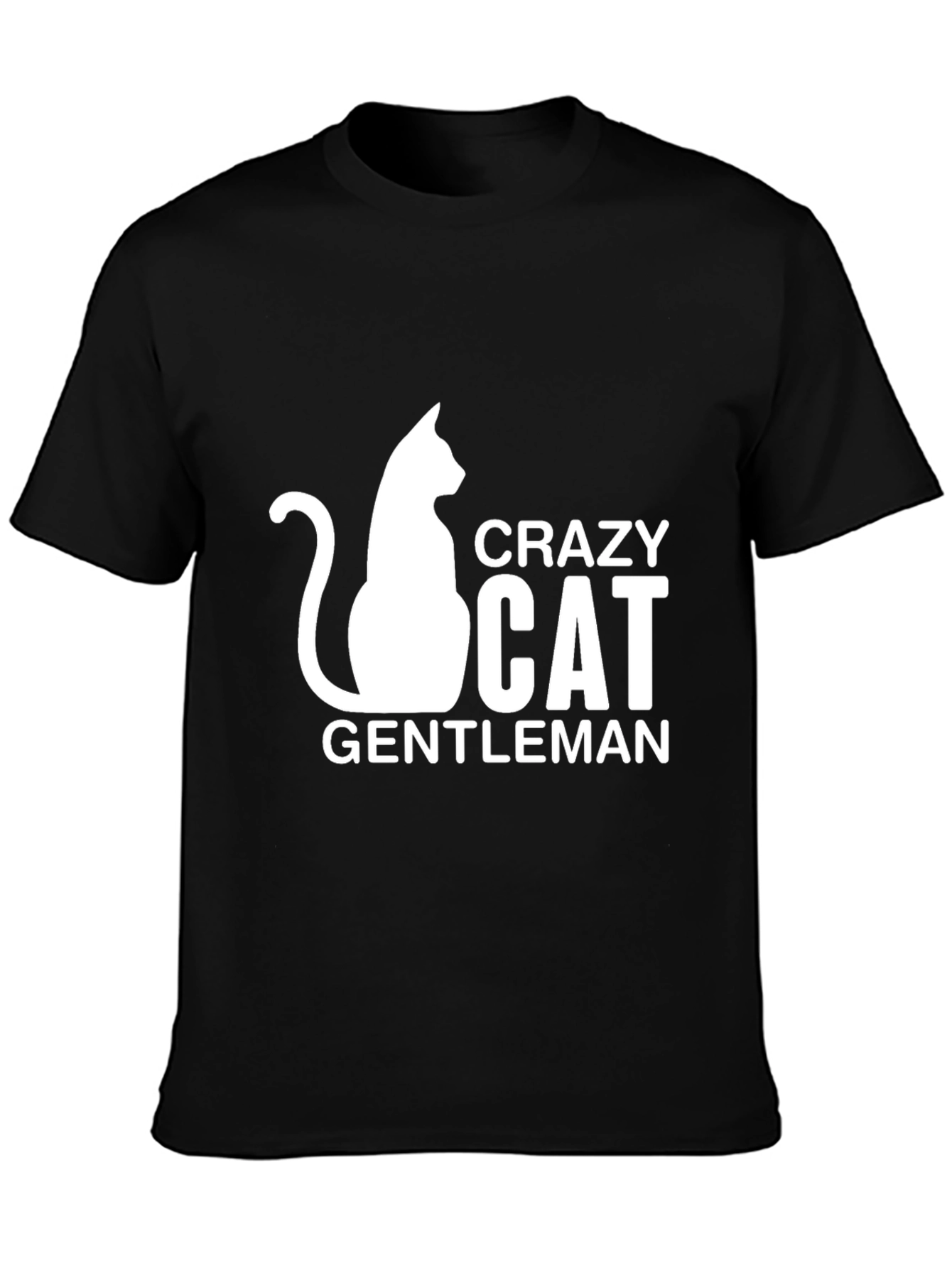 Crazy Cat Gentleman Black T-Shirt