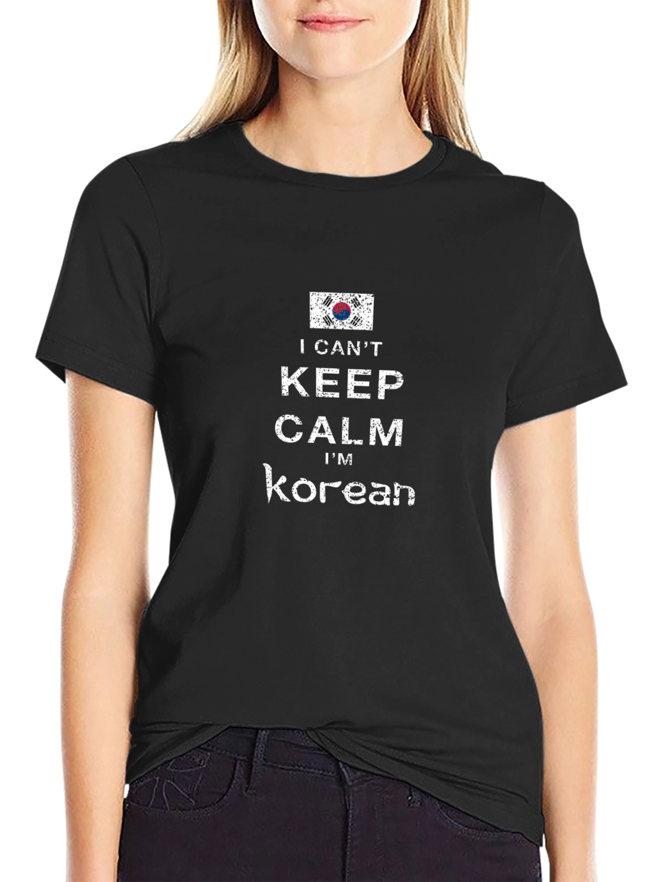 I Cant Keep Calm Im Korean Black T-Shirt