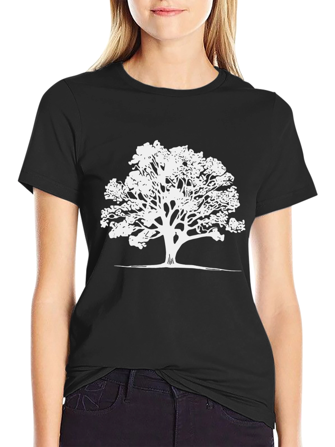 Nature Tree Graphic T-Shirt - Black Casual Tee