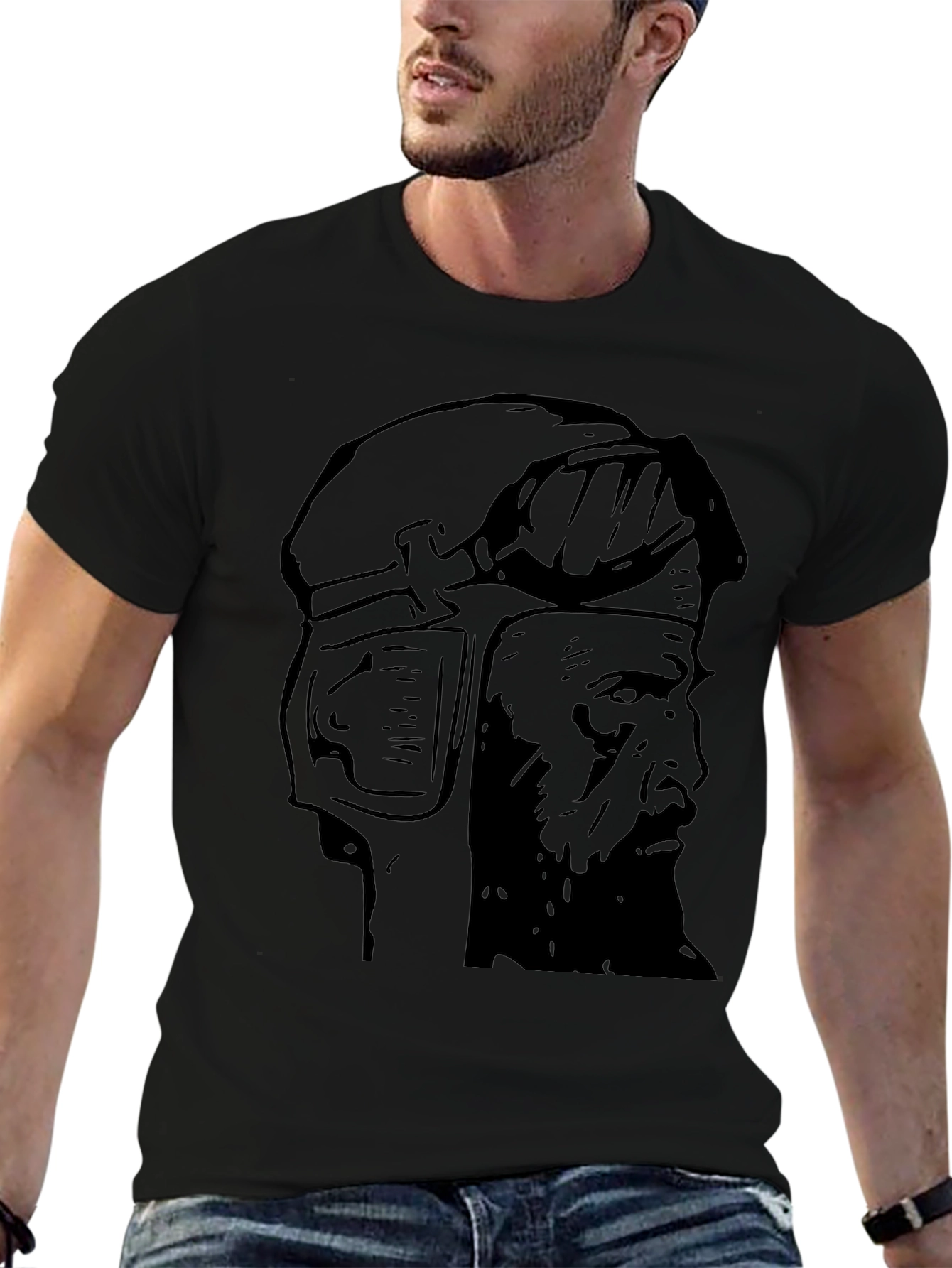 Aviator Graphic Tee - Black Cotton T-Shirt