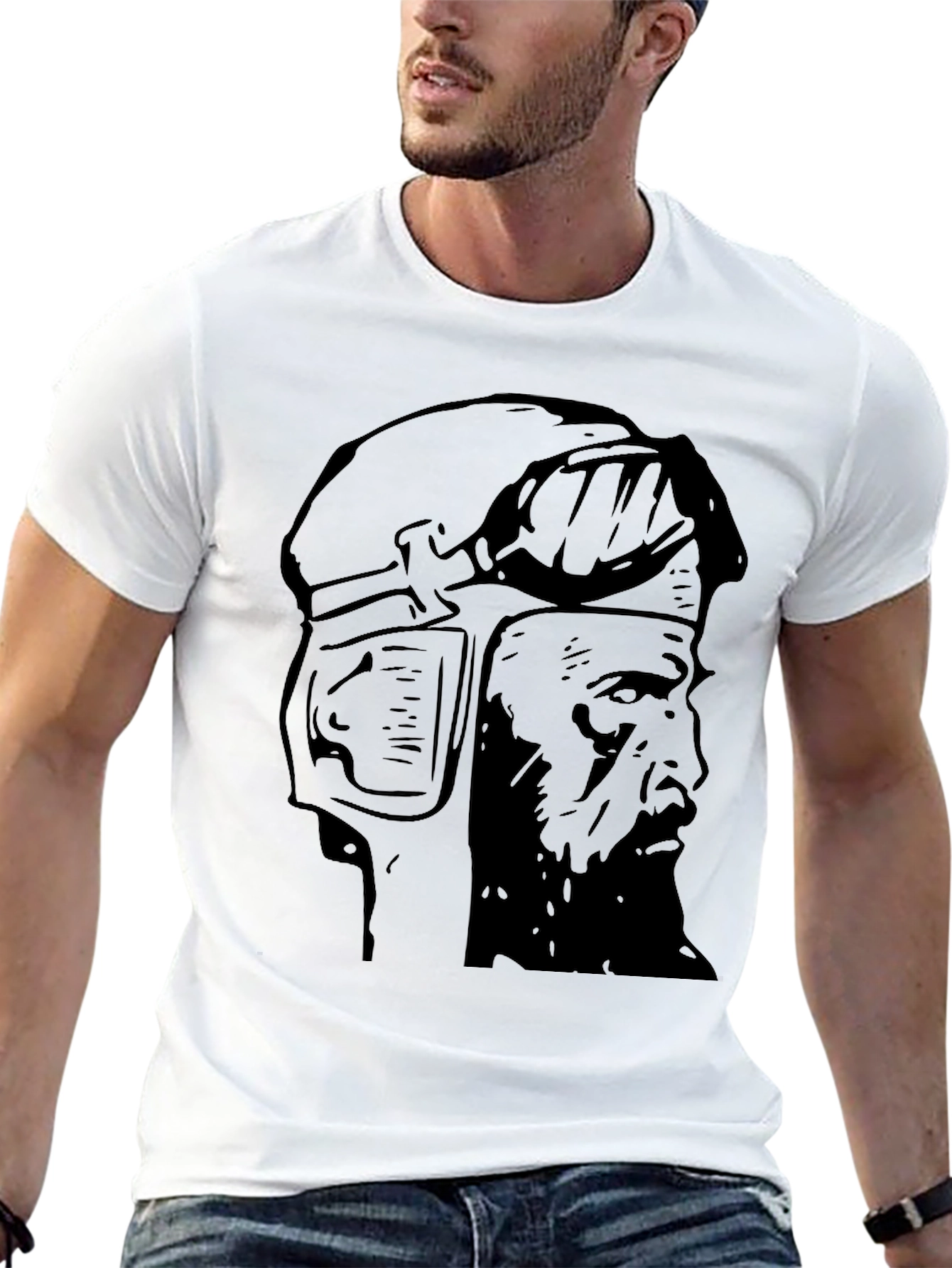 Aviator Graphic Tee - Black Cotton T-Shirt