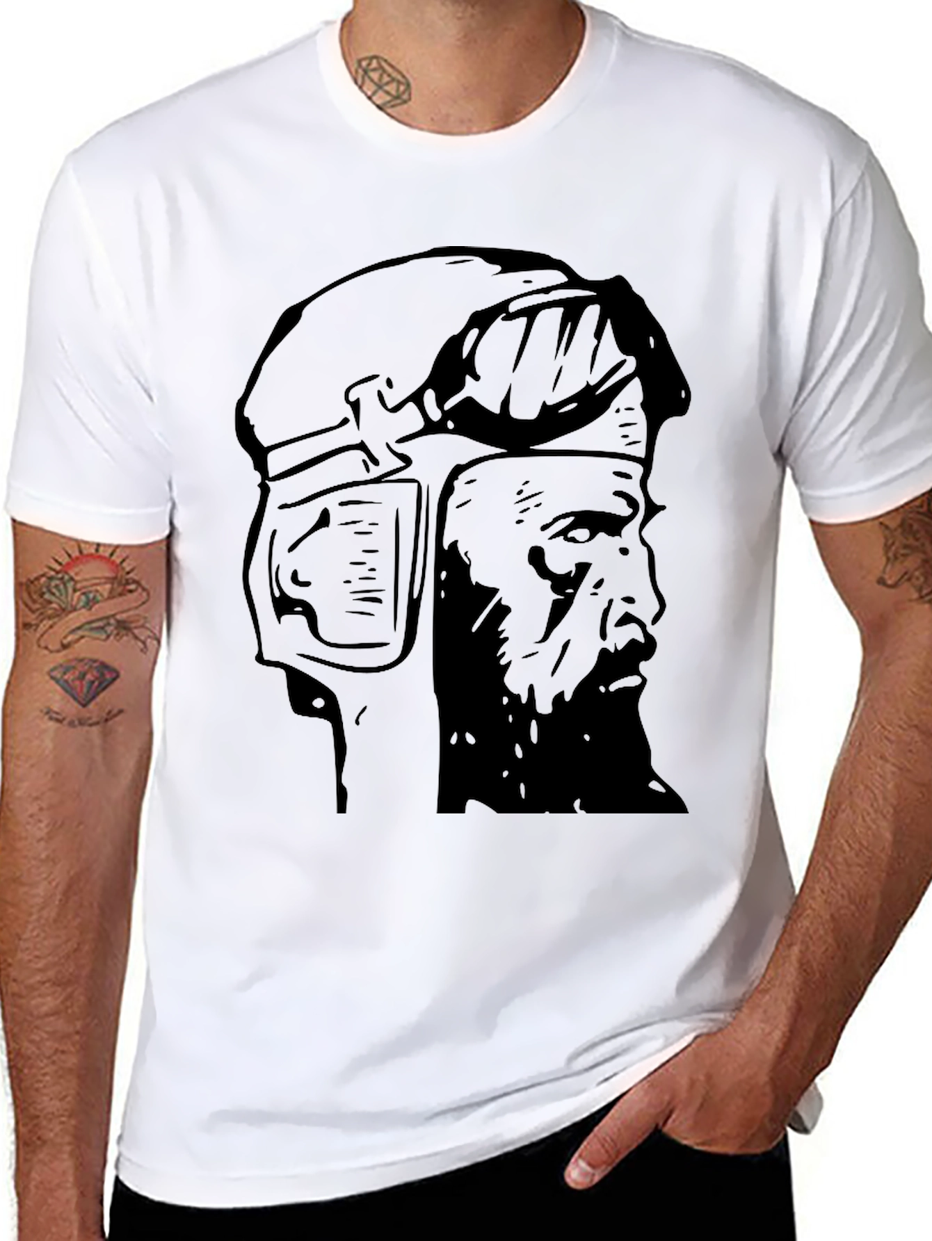 Aviator Graphic Tee - Black Cotton T-Shirt