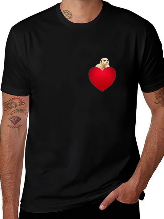 Meerkat Heart Pocket T-Shirt - Black
