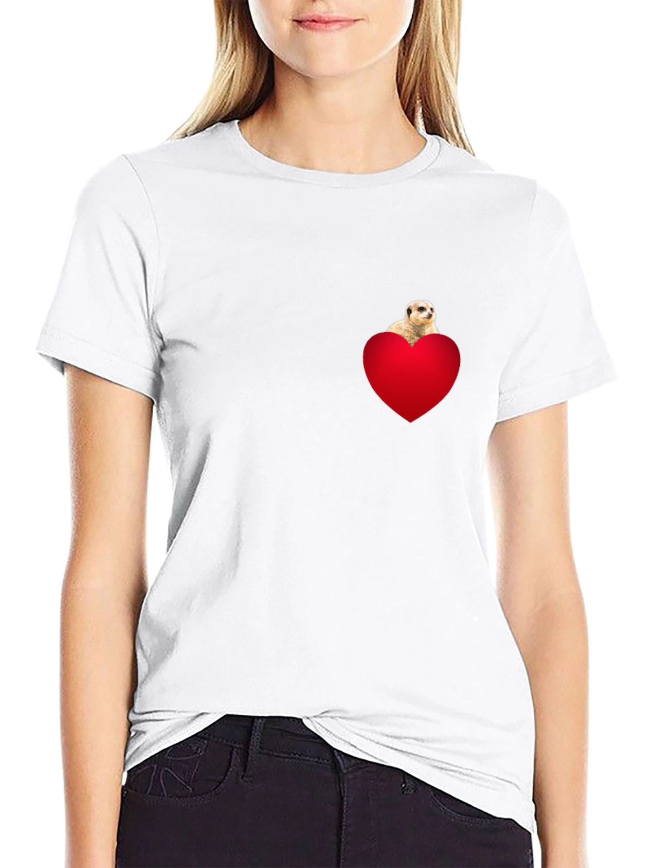 Meerkat Heart Pocket T-Shirt - Black