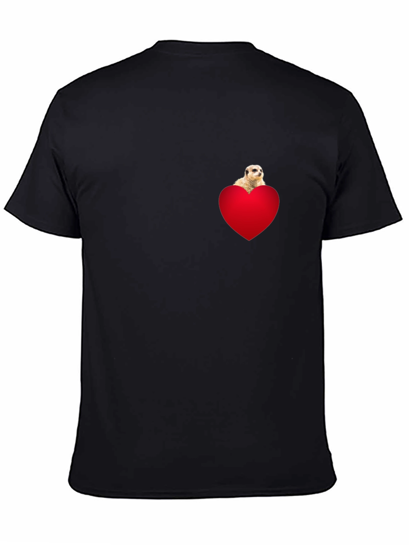Meerkat Heart Pocket T-Shirt - Black