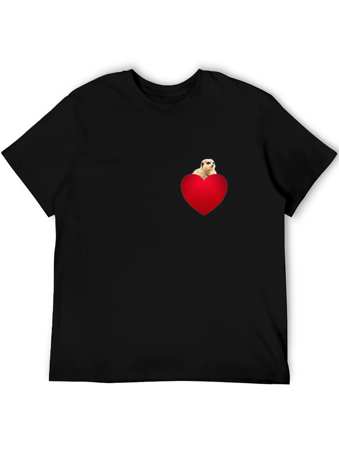 Meerkat Heart Pocket T-Shirt - Black
