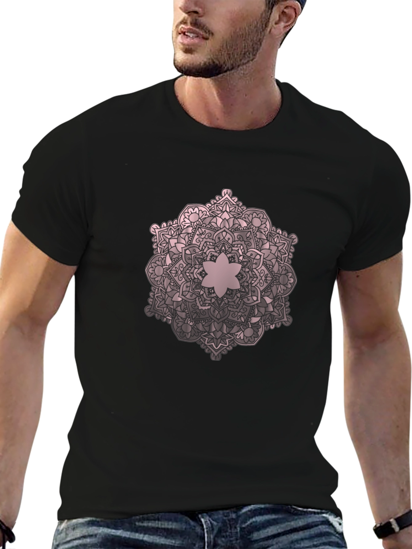 Mandala Design Black T-Shirt