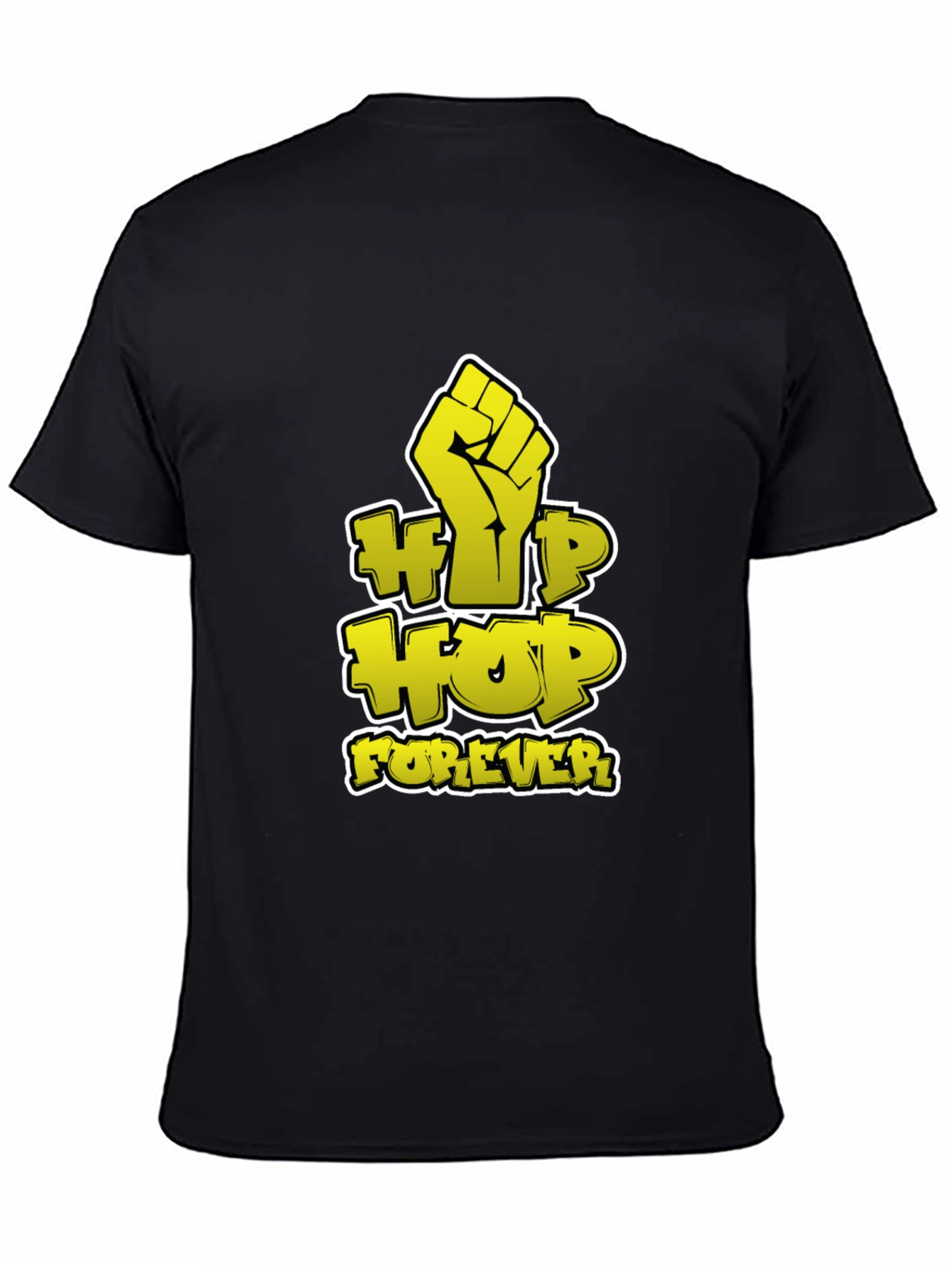 Hip Hop Forever Graphic Print Black T-Shirt