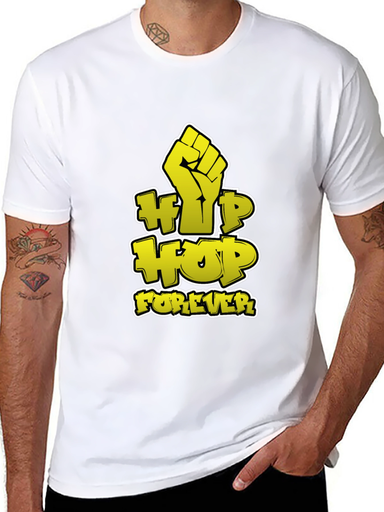 Hip Hop Forever Graphic Print Black T-Shirt
