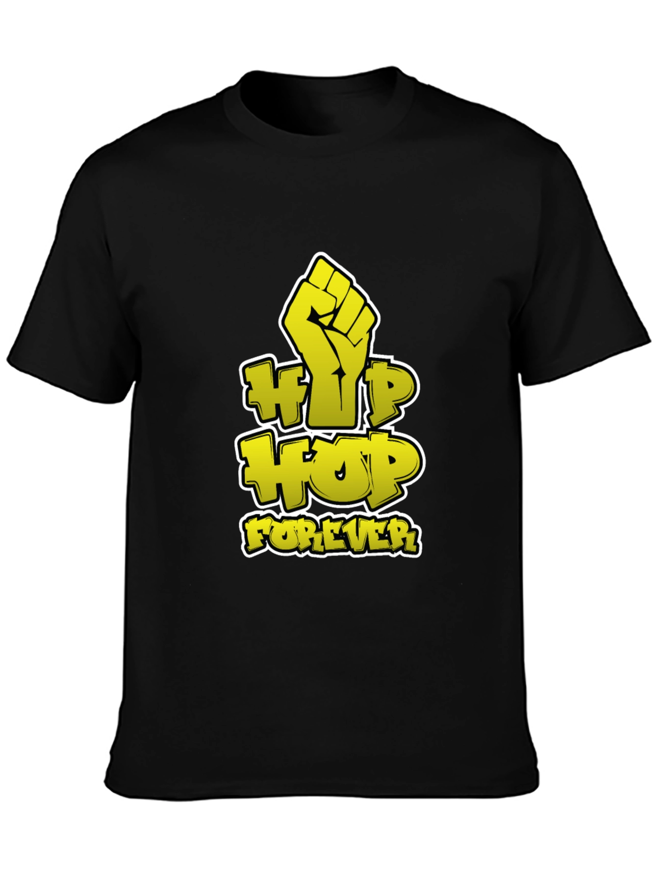 Hip Hop Forever Graphic Print Black T-Shirt