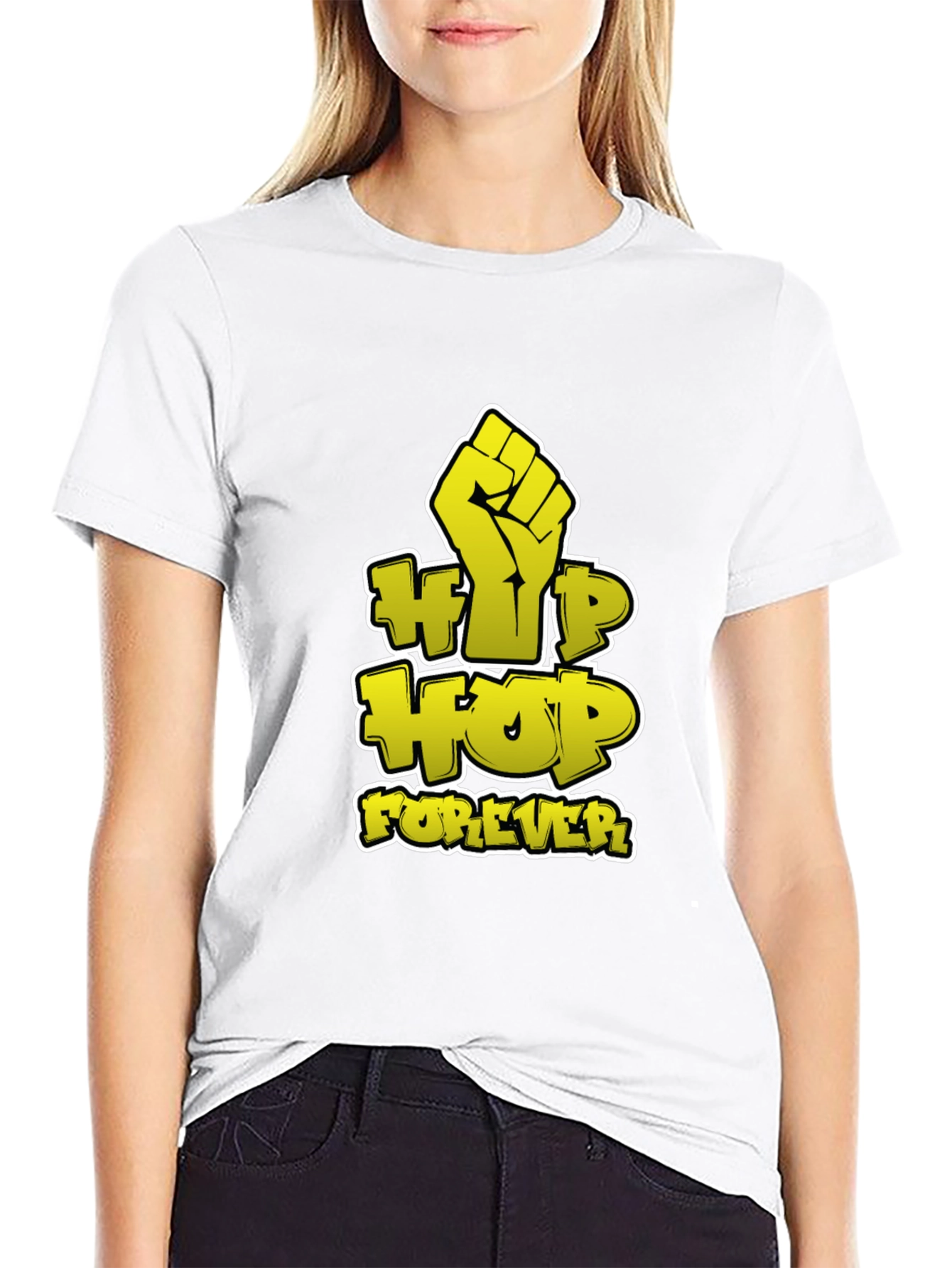 Hip Hop Forever Graphic Print Black T-Shirt