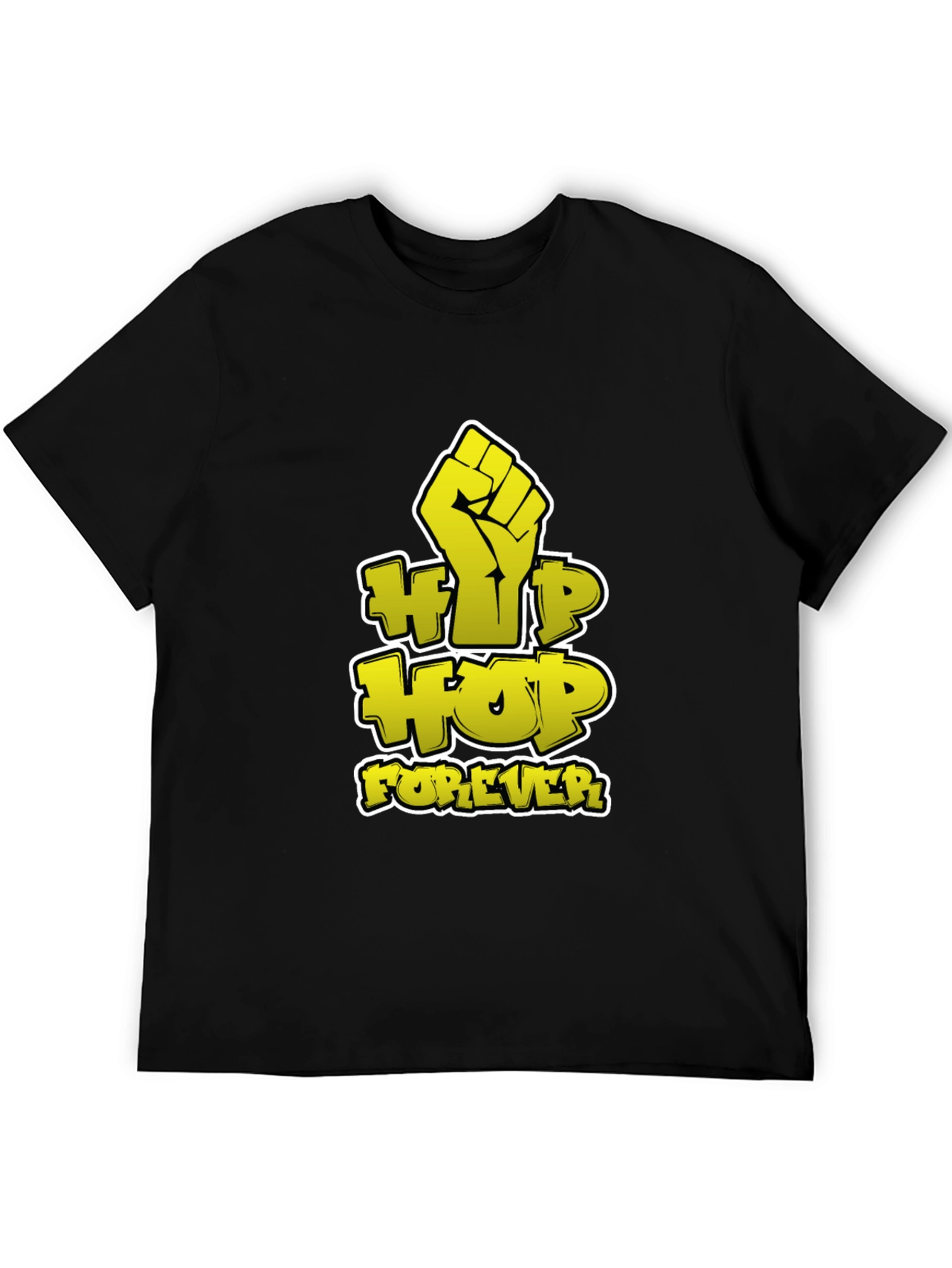 Hip Hop Forever Graphic Print Black T-Shirt